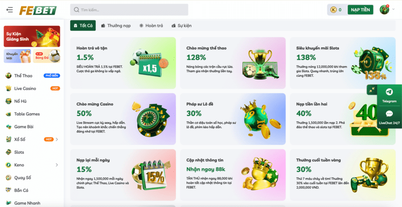 Các chương trình khuyến mãi FEBET